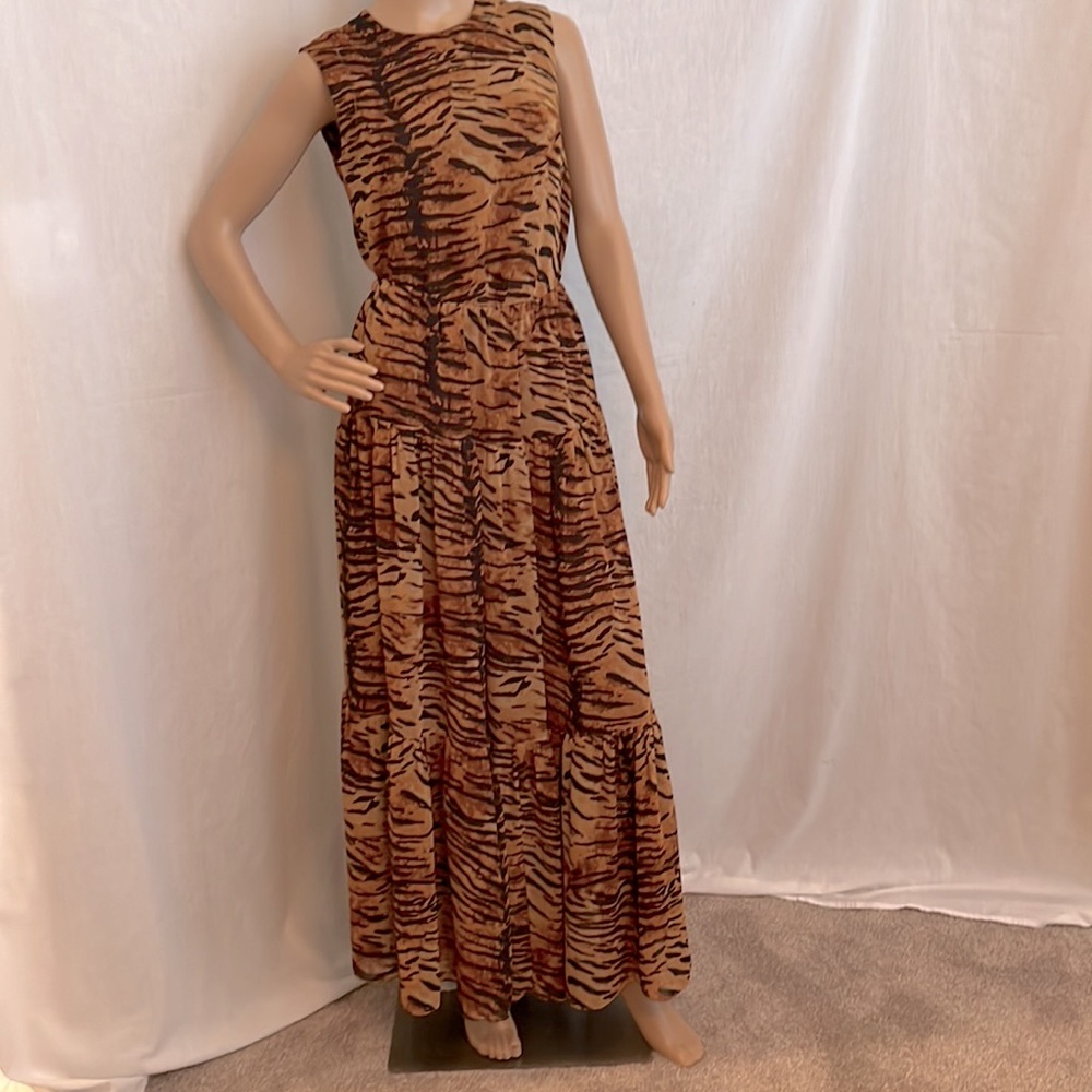 One of a kind maxi skirt in animal print chiffon.